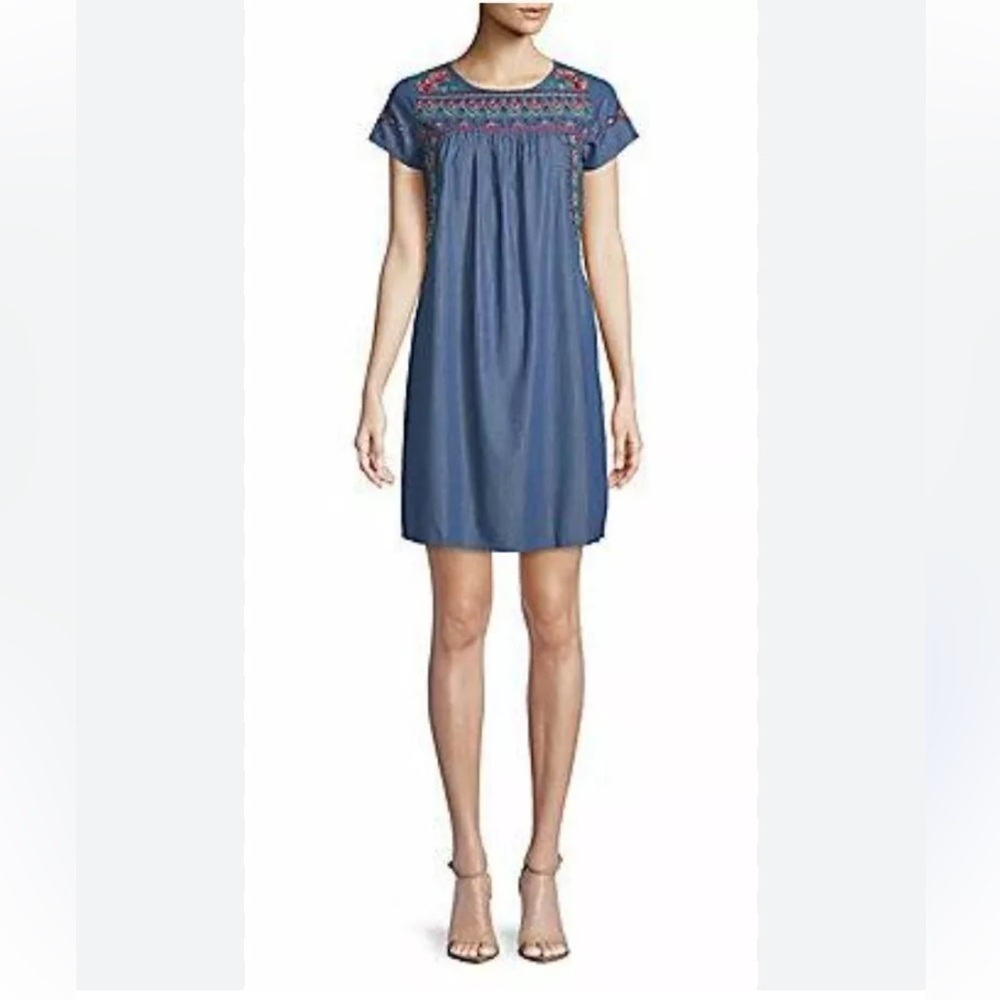 Driftwood Ella Embroidered Chambray Dress XS